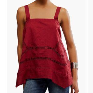 Free People Lace Inset Handkerchief Hem Cotton Top NWT